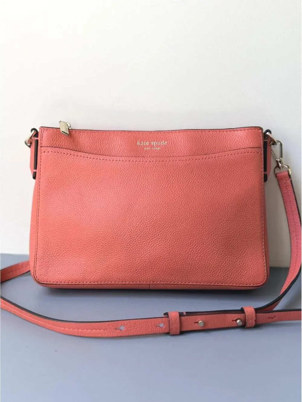 Kate Spade Salmon Coral Pebbled Leather Crossbody Bag